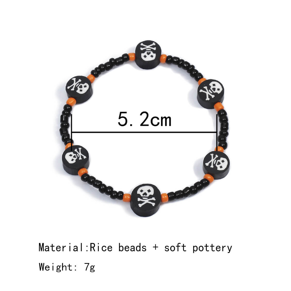 Halloween Punk Design European and American Skull Bone Soft Pottery Rice Beads Beaded Bracelet