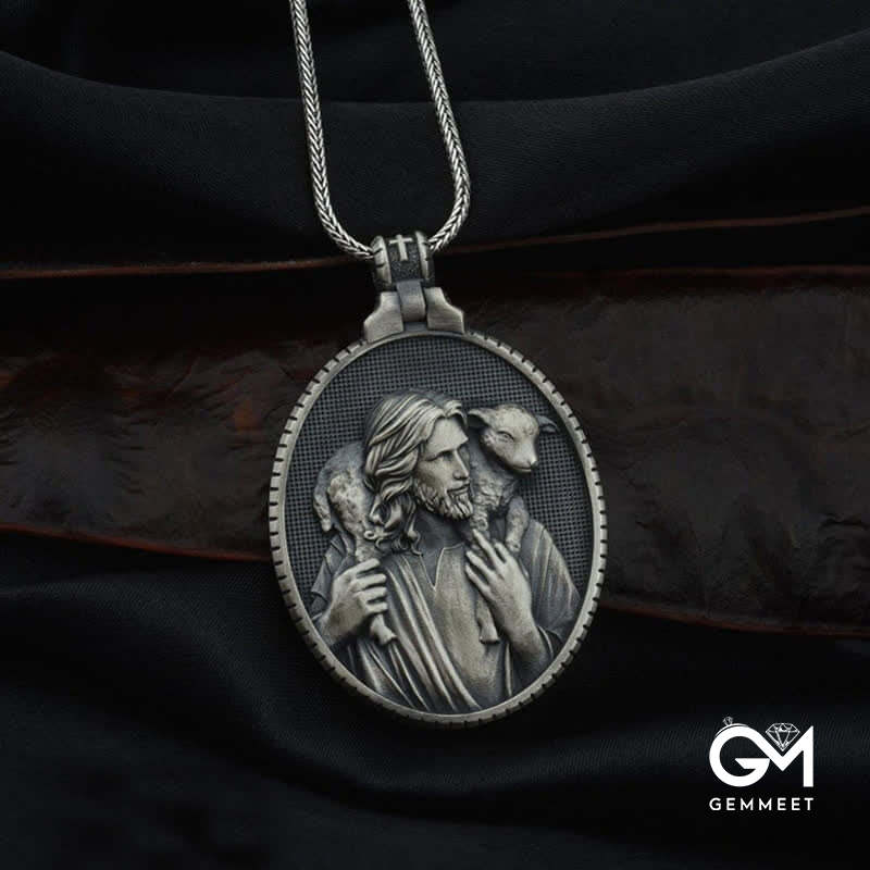 Men's Jesus And Sheep Christ Necklace