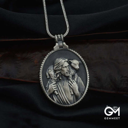 Men's Jesus And Sheep Christ Necklace