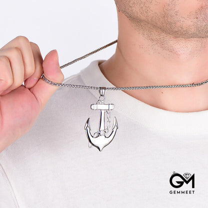 Titanium Steel Smooth Anchor Necklace for Men