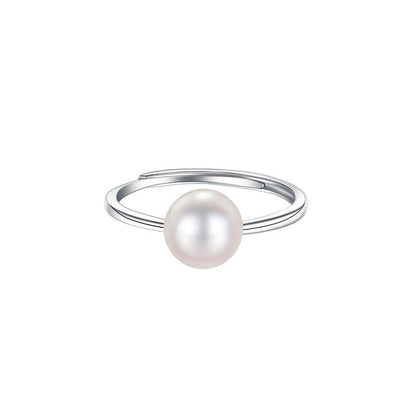 S925 Silver Imitation Pearl 8mm Ring