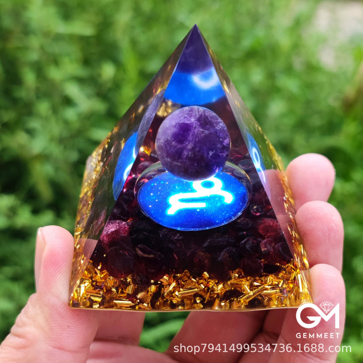 Blue Chalcedony Clear Quartz Orgone Pyramid