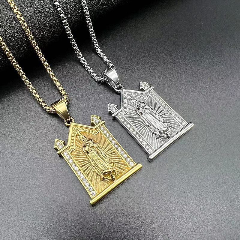 HIPHOP Jewelry Gold Plated Zircon Virgin Mary Pendant