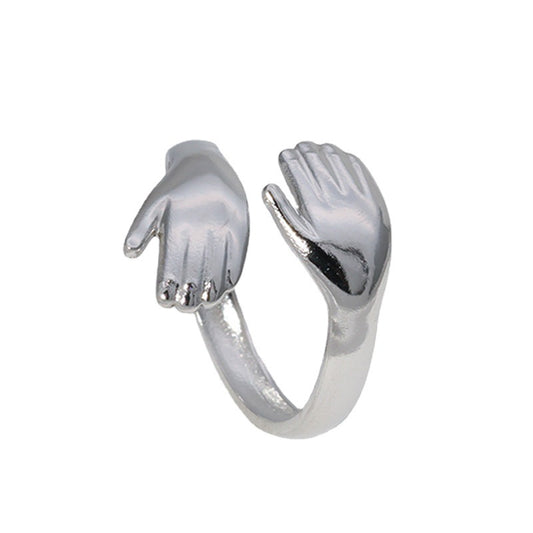 Open Hug Palm Exaggerated Personality Hip Hop Stainless Steel Ring