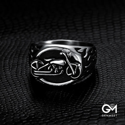 Vintage Men's Motorcycle Flame Ring