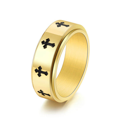 Release Stress Minimalism Cross Symbol Rotatable Ring