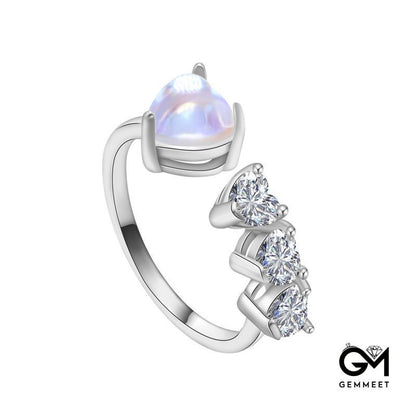 Moonstone Multiple Love Silver Ring