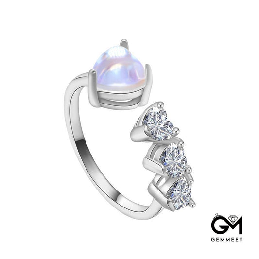 Moonstone Multiple Love Silver Ring