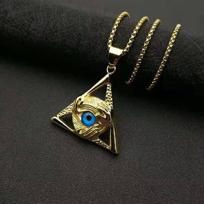 Men's Hip Hop Necklace Triangular Skull Demon Eye Pendant