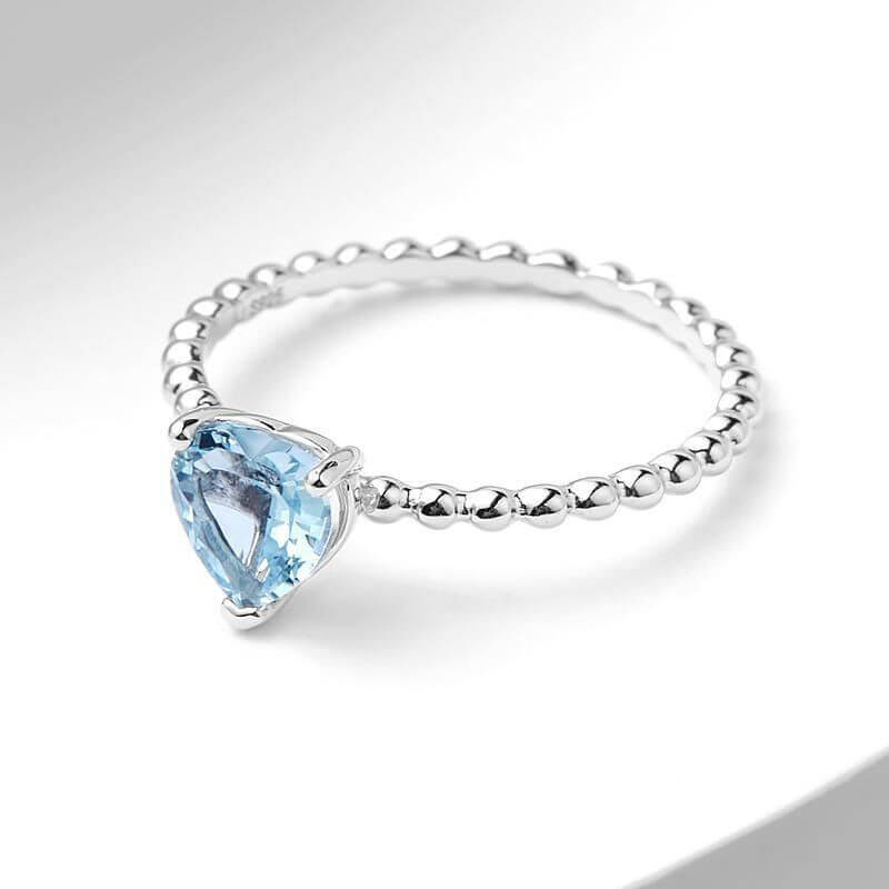 Fashion Simple Aquamarine Heart Ring