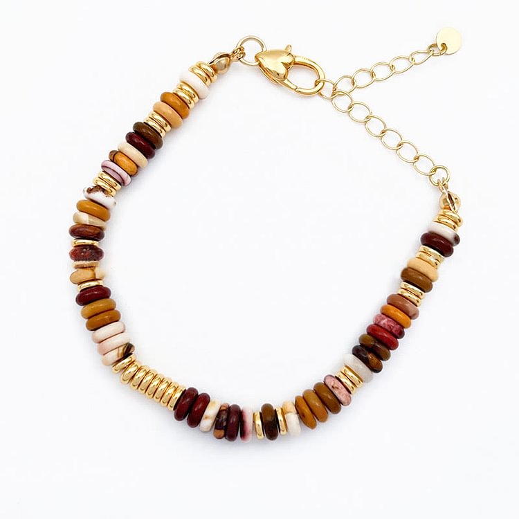 Sunset Frisbee Beaded Natural Agate Clavicle Necklace