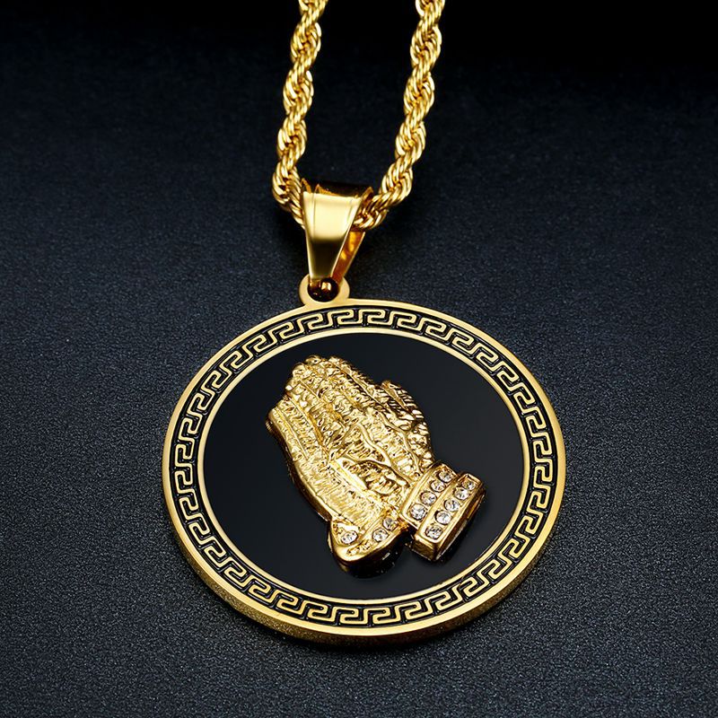 Hip Hop Gold Plated Diamond Praying Bergamot Pendant