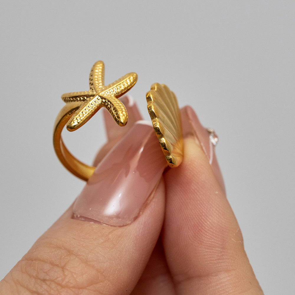 Ocean Series Stainless Steel Starfish Ring