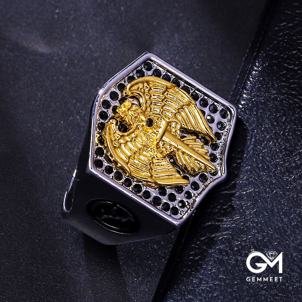 Retro Personality Golden Eagle Sword Ring