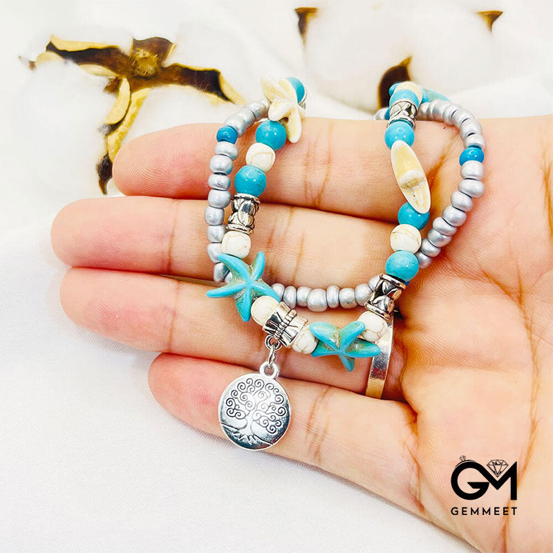 Turquoise Turtle Symbol Tree Bracelet Anklet