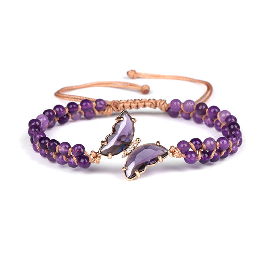 Butterfly Woven Natural Crystal Bracelet