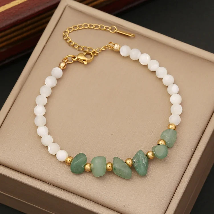 Natural Irregular Stone & Shell Jewelry Bracelet