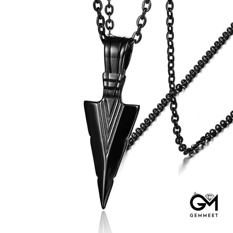 Stainless Steel Cast Arrow Triangle Spearhead Necklace