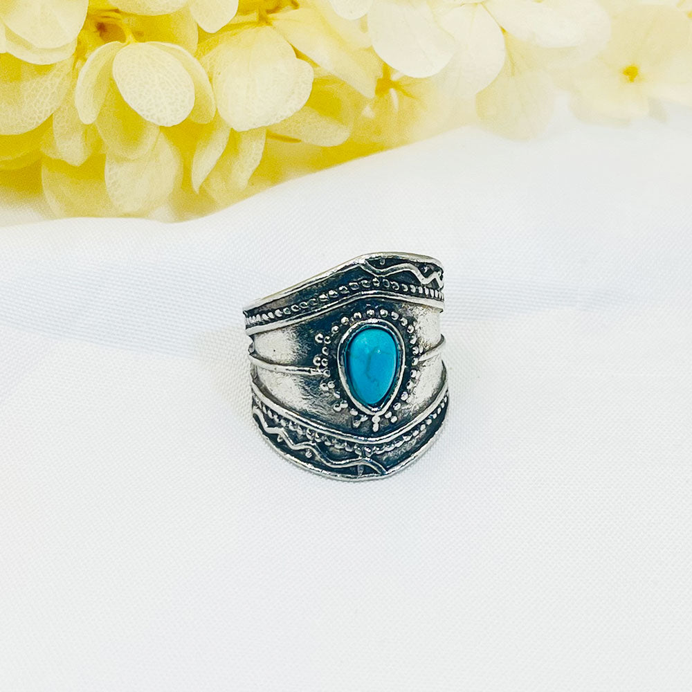 Boho Style Water Drop Turquoise Ring