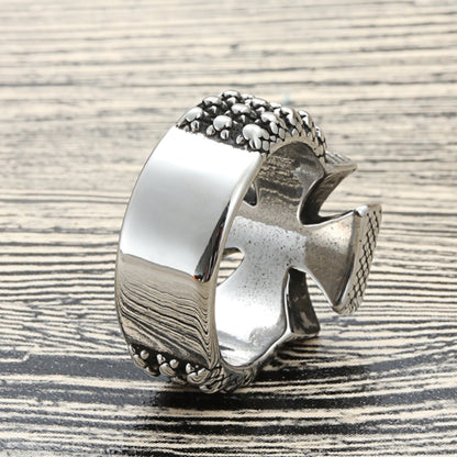 Titanium Steel Cross Retro Punk Ring