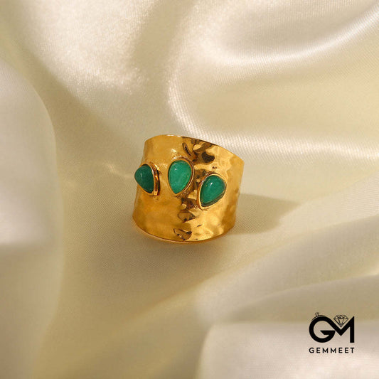 French Vintage Ring with Anomalous Green Gems