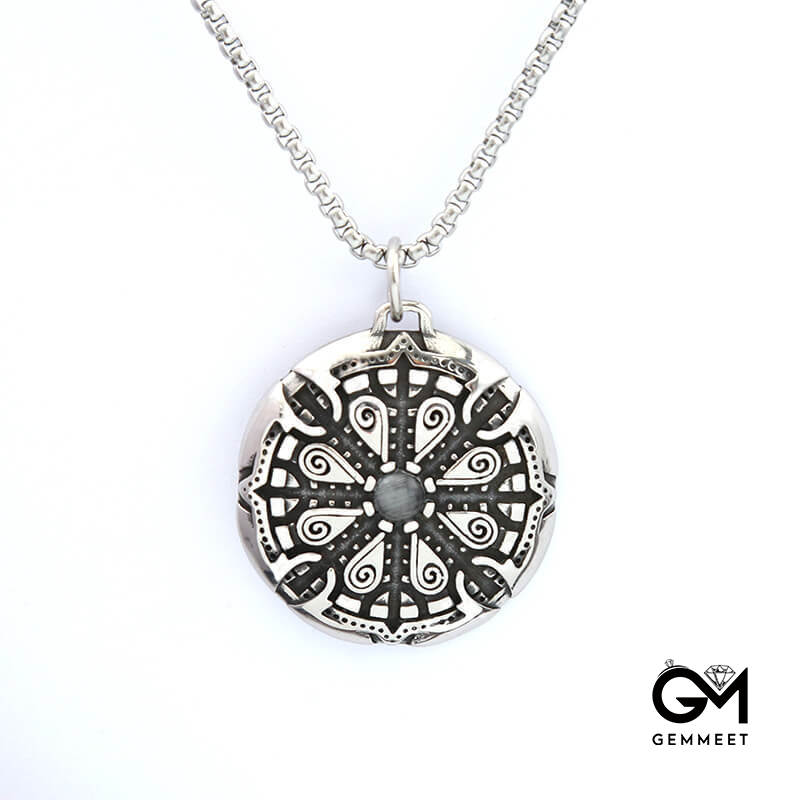 Stainless Steel Viking Odin Compass Necklace