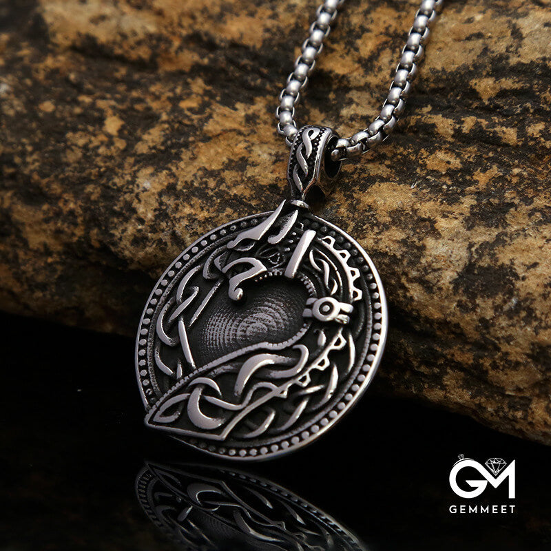 Viking Wolf Head Titanium Steel Necklace