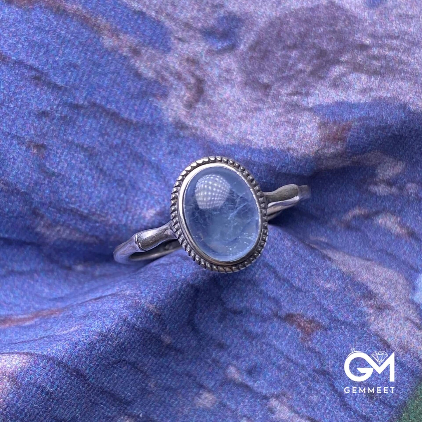 S925 Vintage Aquamarine Nepalese Bamboo Ring