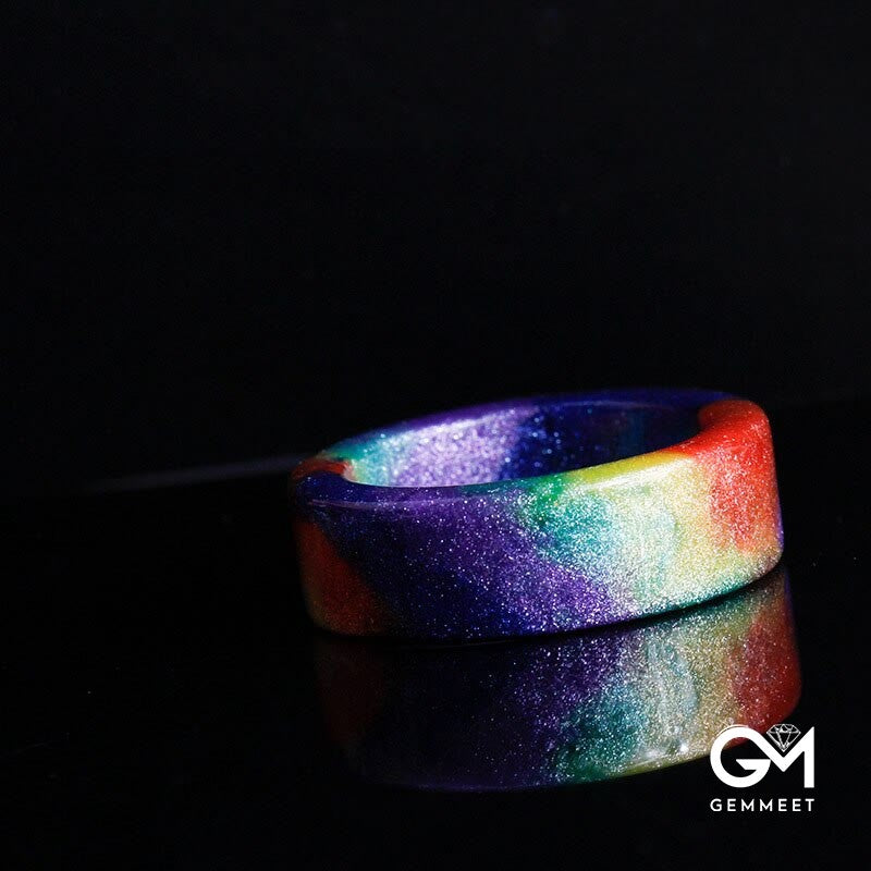 Colorful Rainbow with Shining Stars Ring