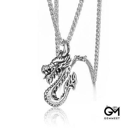 Stainless Steel Dragon Pendant Necklace