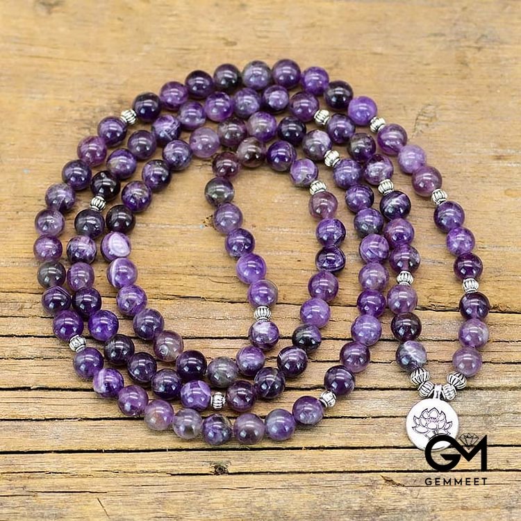 Lotus Symbol Amethyst Mara Necklace Bracelet