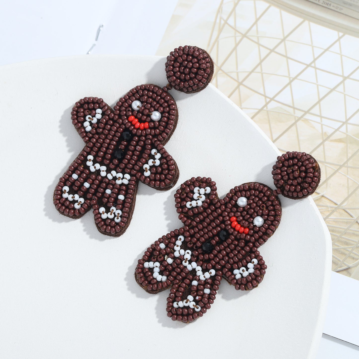 Christmas Handwoven Rice Beads Cute Earrings