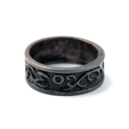 Men's Viking Carved Floral Leaf Ring