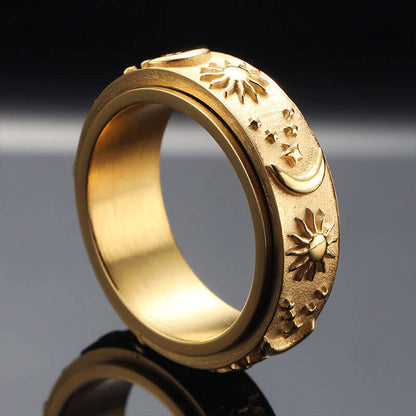 Cool Sun Moon & Star Band Ring