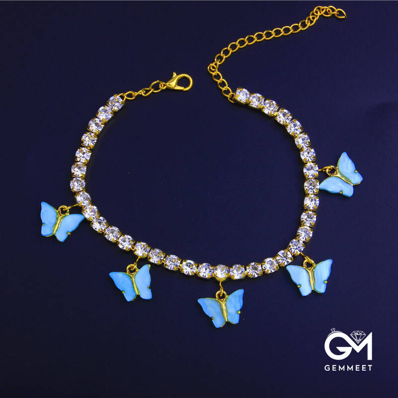 Beach Zircon Resin Butterfly Anklet