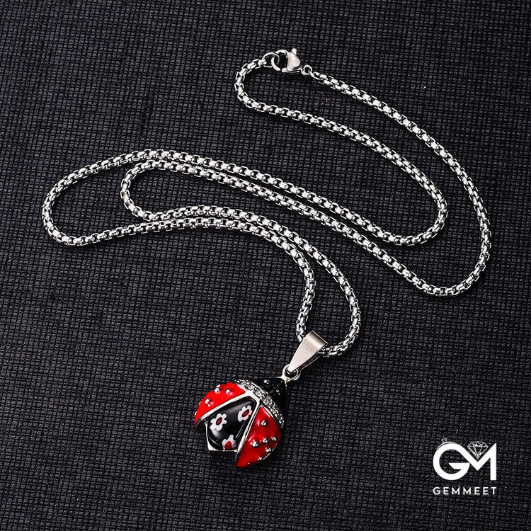 Titanium Steel Simple Seven Star Ladybug Necklace