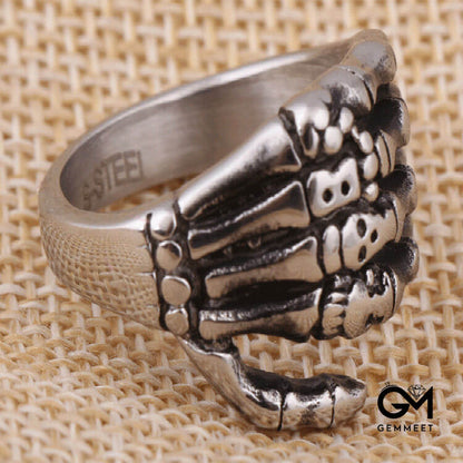 Old Punk Skull Palm Ring