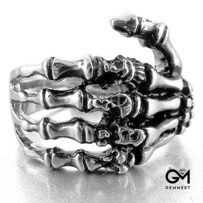 Men's Titanium Steel Palm Skull Ring