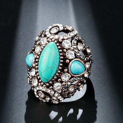 Luxury Big Antique Creative Vintage Turquoise Ring