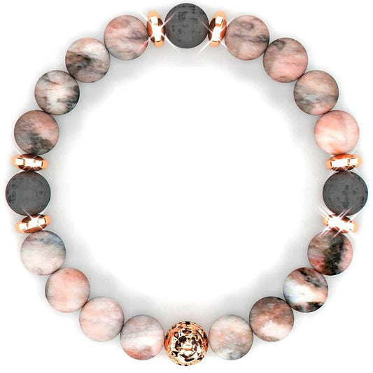 Rhodonite Lava Stone Bracelet