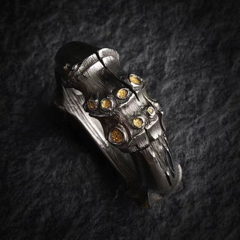 Vintage Hand-carved Punk Ring with Hollow Ring