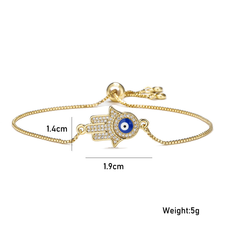 Hamsa Evil Eye Full Stones Pendant Bracelet