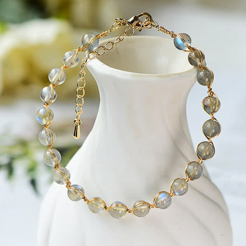 Natural Moonstone Golden Healing Positive Bracelet