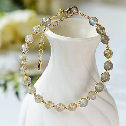 Natural Moonstone Golden Healing Positive Bracelet