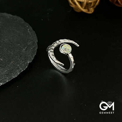 Pound The Sun Moon Moonstone Opening Ring