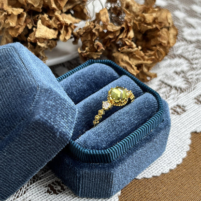 Olive Green Gold Plated Vintage Ring