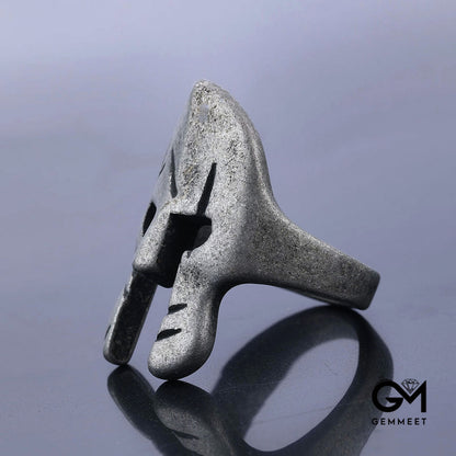 Spartan Warrior Boiled Black Mask Vintage Ring