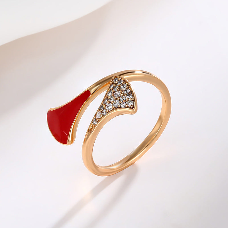 Light Luxury Fan-shaped Retro Temperament Zircon Ring