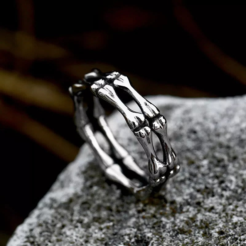 Gothic Punk Fossil Bone Ring