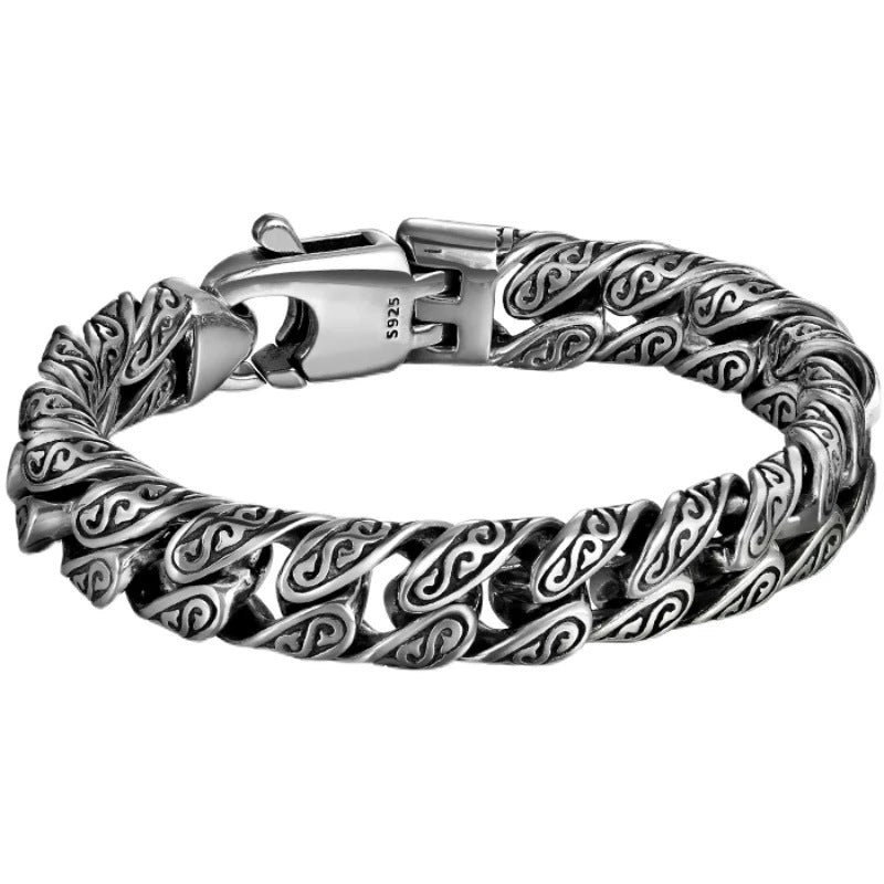 Men's Grass Pattern Hip Hop Thick Bracelet